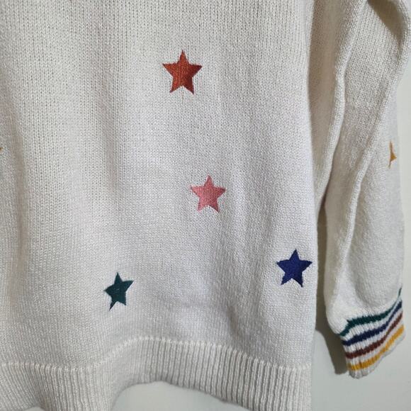 Maurices embroidered Star rainbow trim crewneck knit sweater woman's size small - Picture 8 of 14